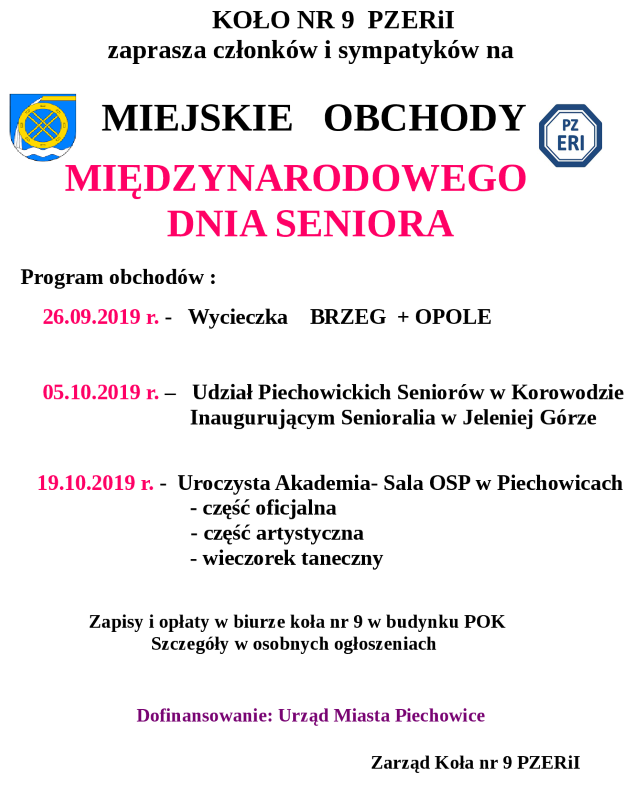 Ogłoszenie obchody Dnia Seniora 2019 r 