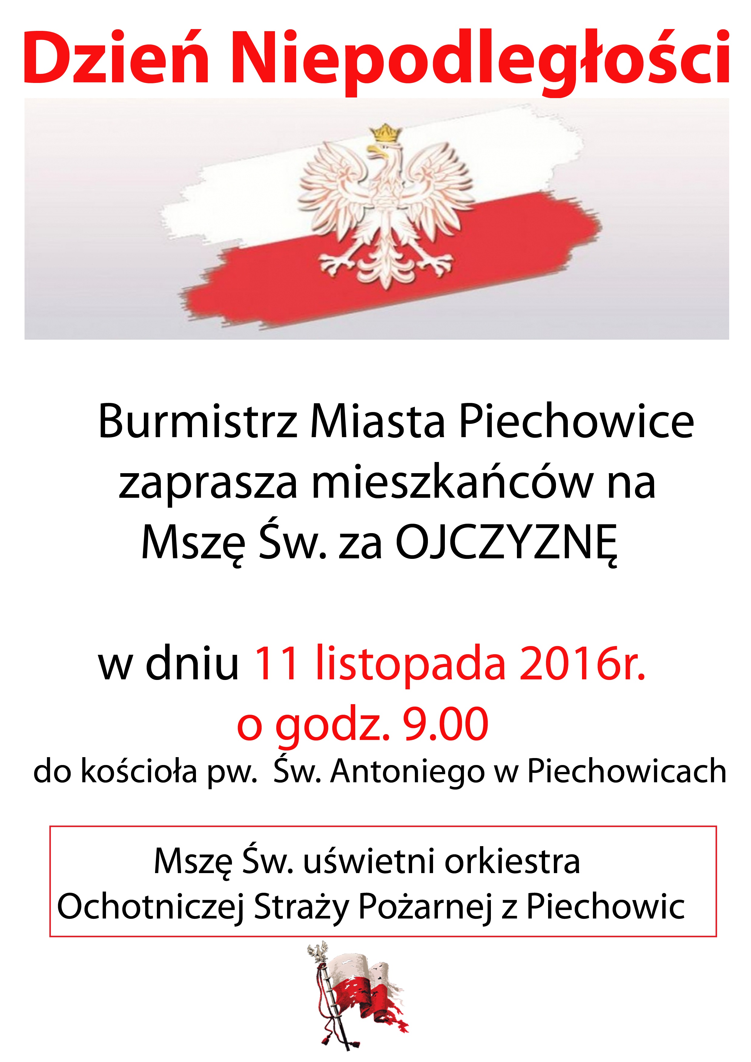 plakat dzień niepodległości msza