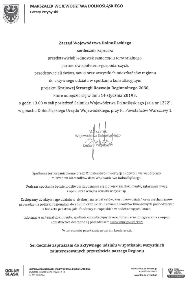Zaproszenie na spotkanie konsultacyjne KSRR 2030
